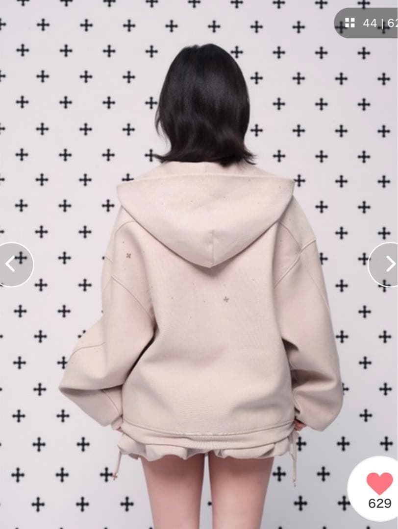 ANDWANG Kirakira jewel zip up beige Mサイズ