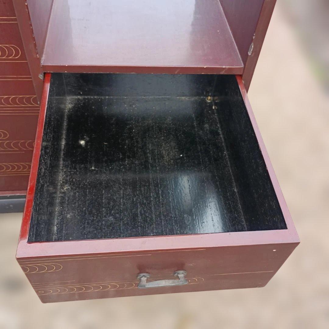 7540)和風キャビネット　茶箪笥　段違い棚