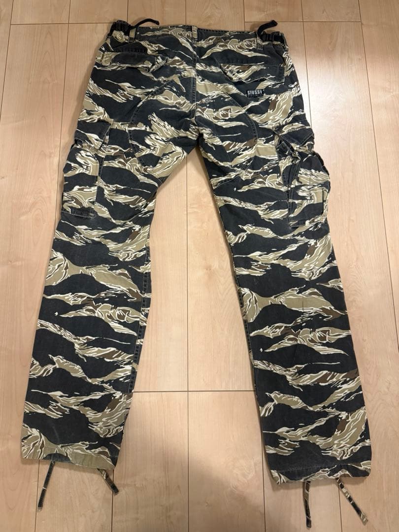 タ*ー様 00s old stussy タイガーカモ カーゴパンツ 34 ボタン