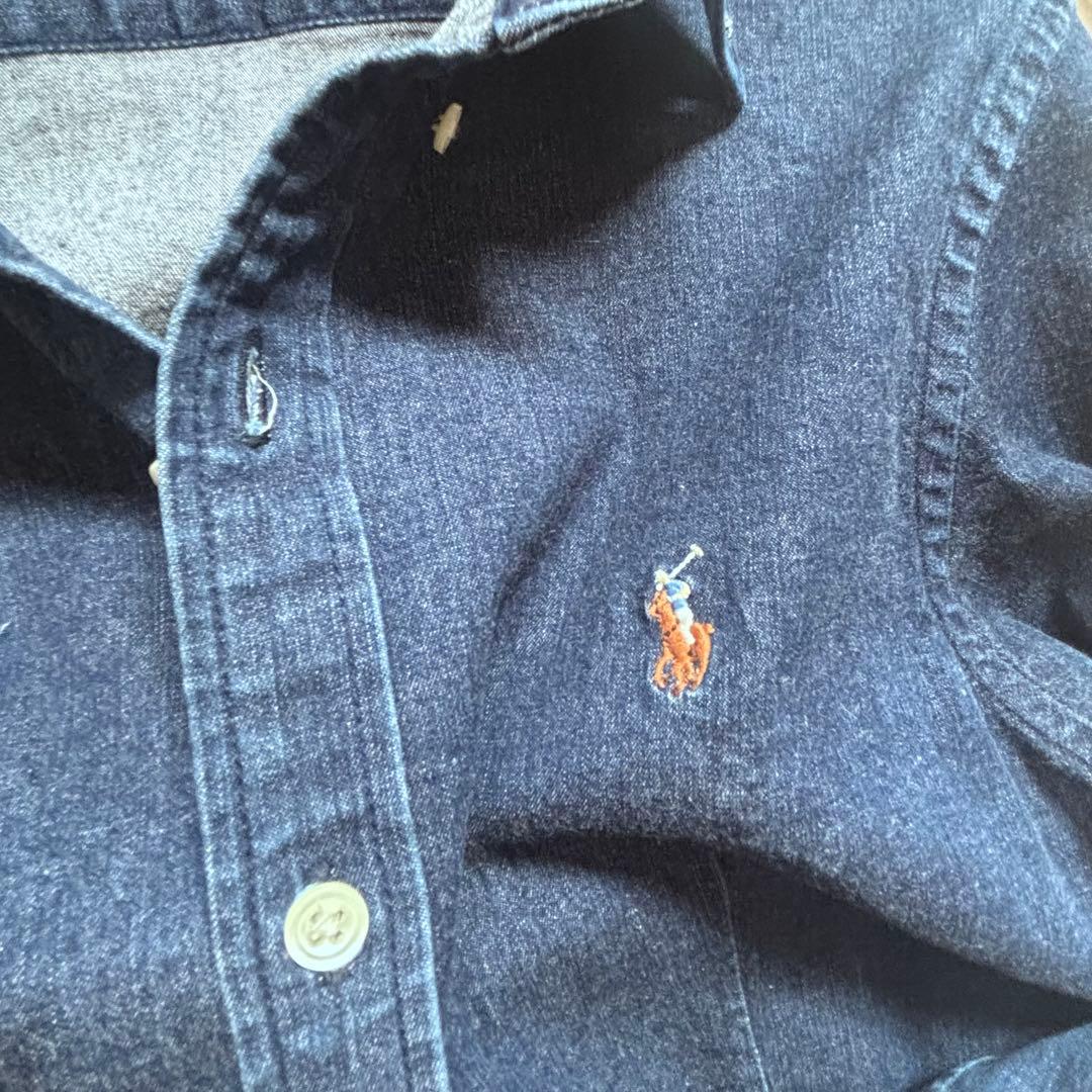 ラルフローレン　デニム　マルチカラー　刺繍　ダンガリー　M S ブラウス　シャツ