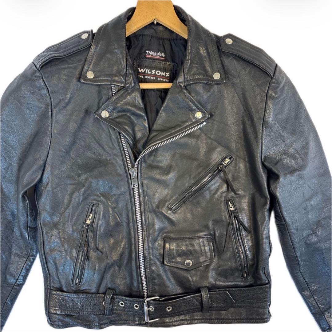 Wilsons Leather ダブルライダースジャケット ブラック M