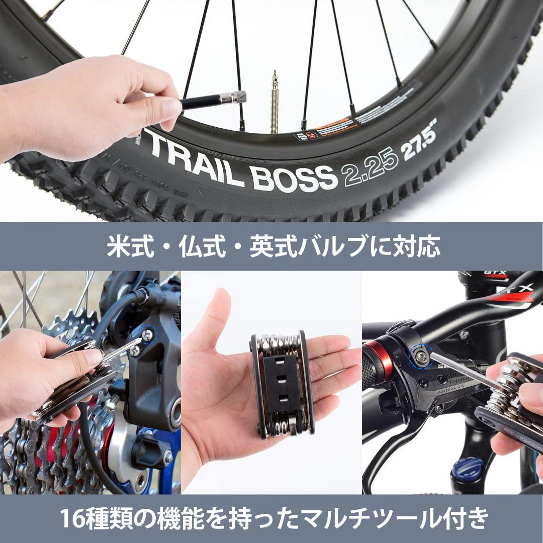 サドルバック 自転車工具セット 空気入れ 多機能 応急修理用 パンク修理キット