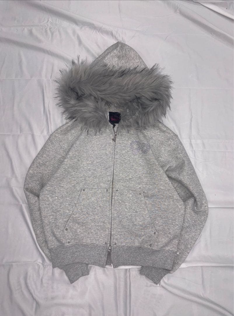 90 Logo Glitter Fur Zip Hoodie セットアップ