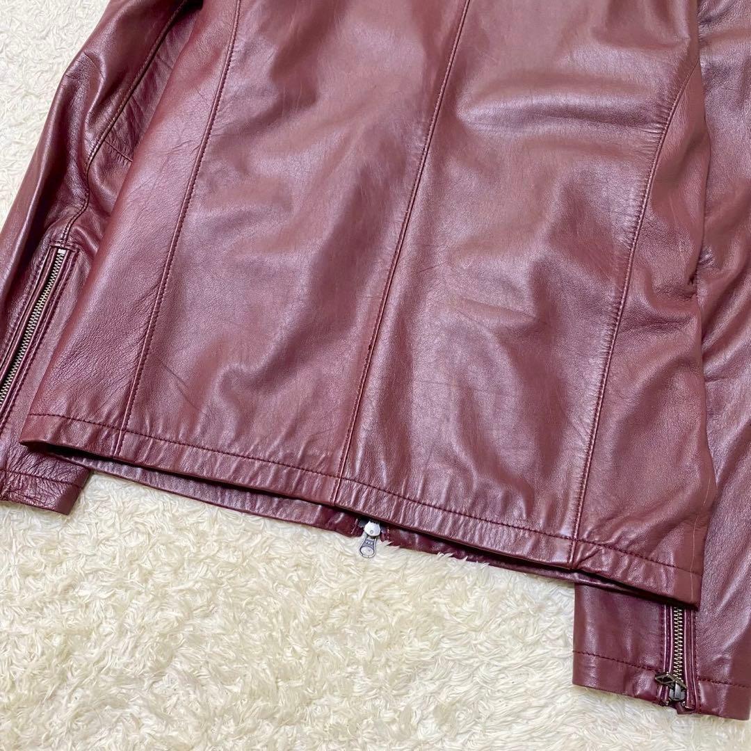 美品✨ メンズビギ ラムレザー シングルライダースジャケット ボルドー L