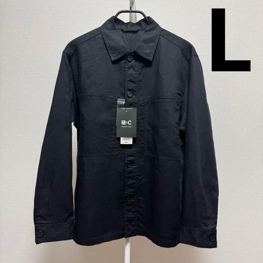 UNIQLO C プレミアムリネンシャツジャケット ブラック L 2026ss