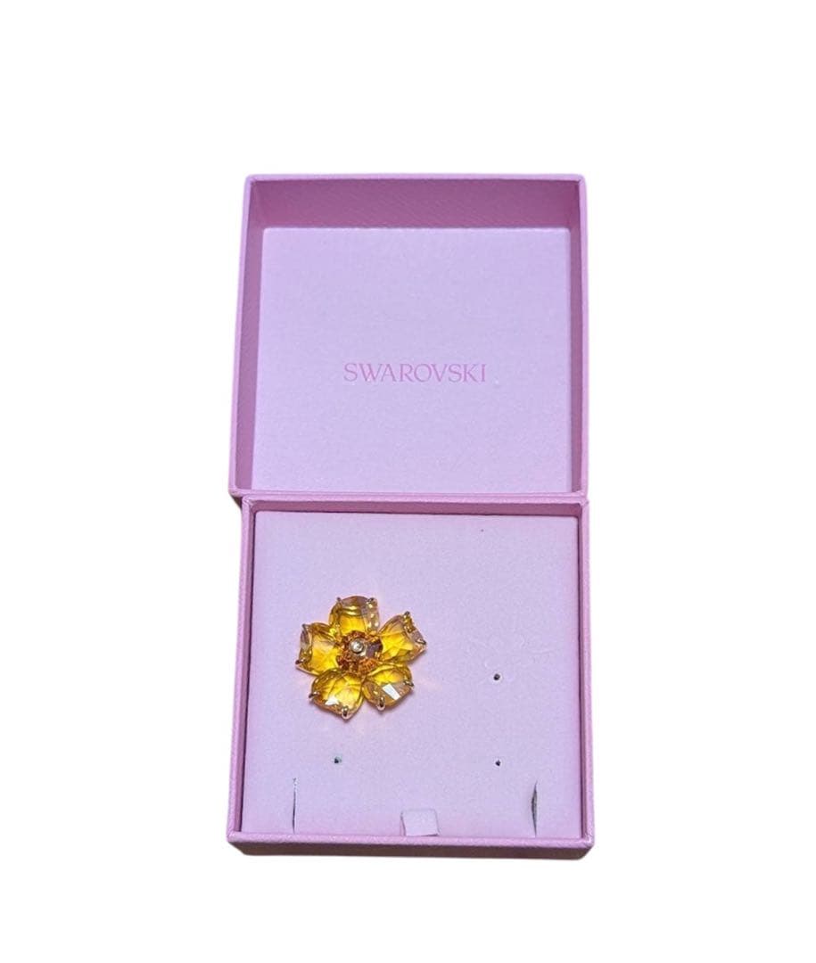 【片耳】Swarovski フラワーデザイン ピアス イエロー