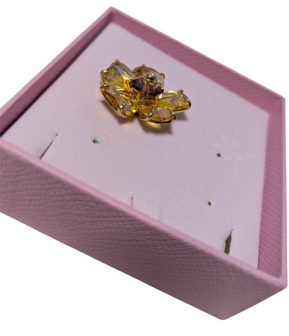 【片耳】Swarovski フラワーデザイン ピアス イエロー