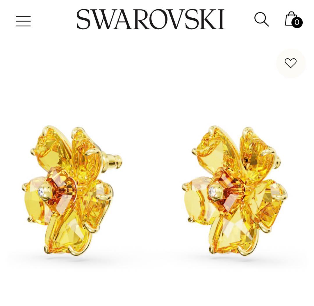 【片耳】Swarovski フラワーデザイン ピアス イエロー