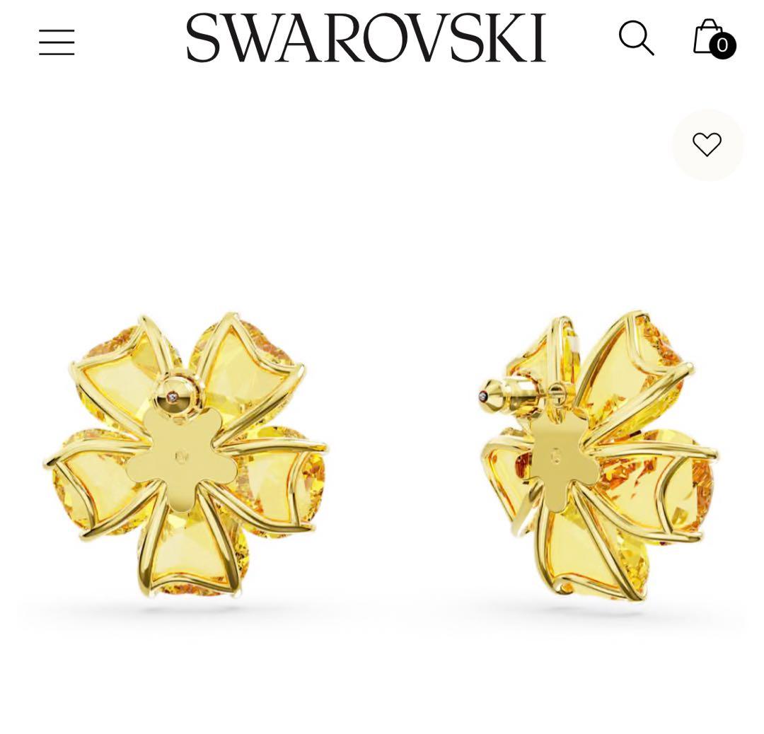 【片耳】Swarovski フラワーデザイン ピアス イエロー