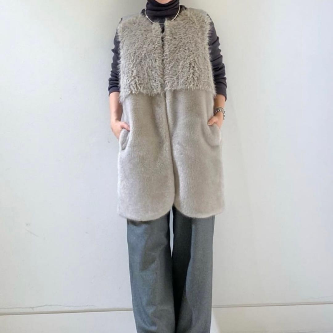 allureville アルアバイル フェイクファーコンビニットジレ