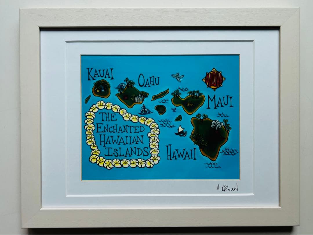 Heather Brown Art Print. ‘’Hawai’i Map’’