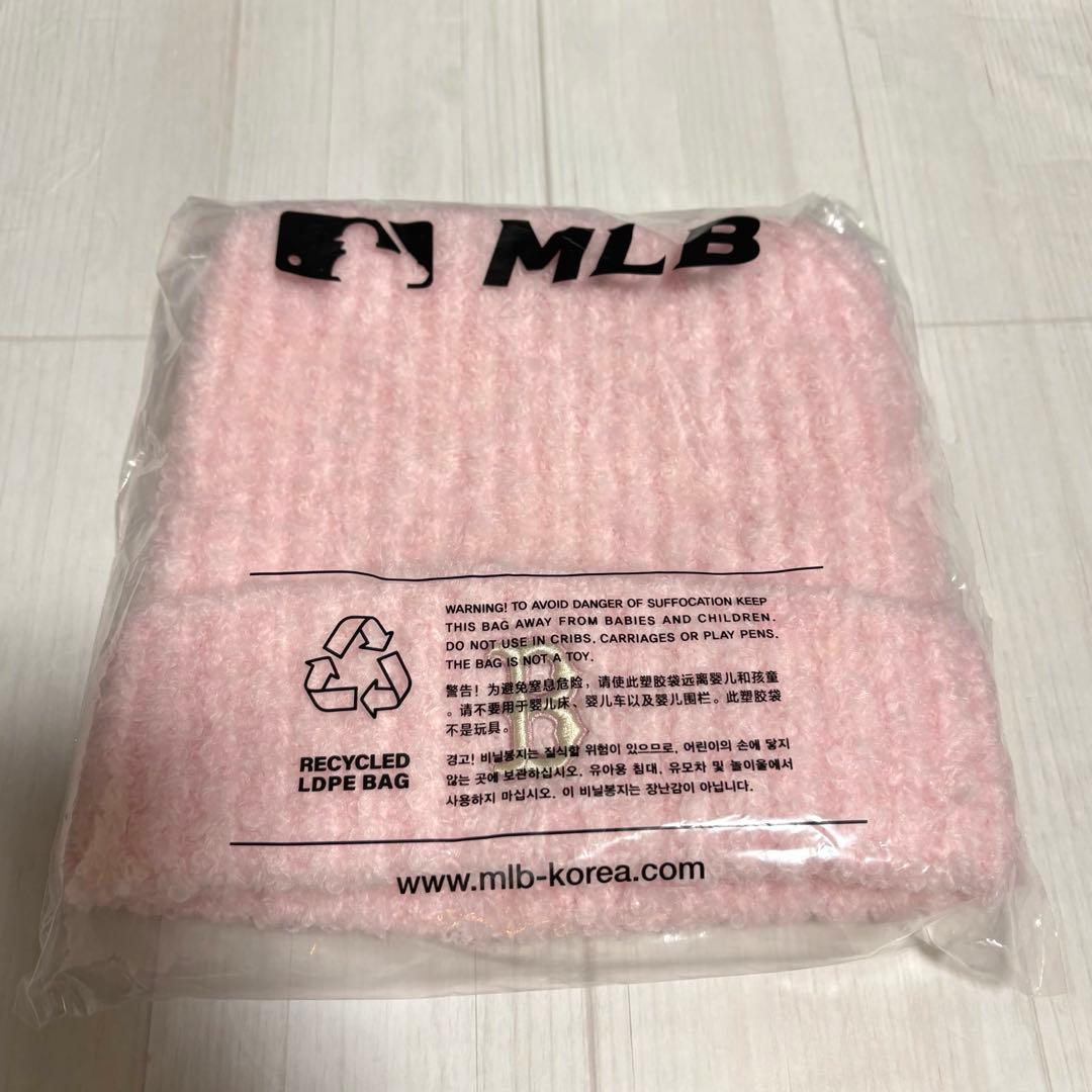 韓国限定❣️MLBKorea カリナ着用 ビーニー ピンク 猫耳ニット帽