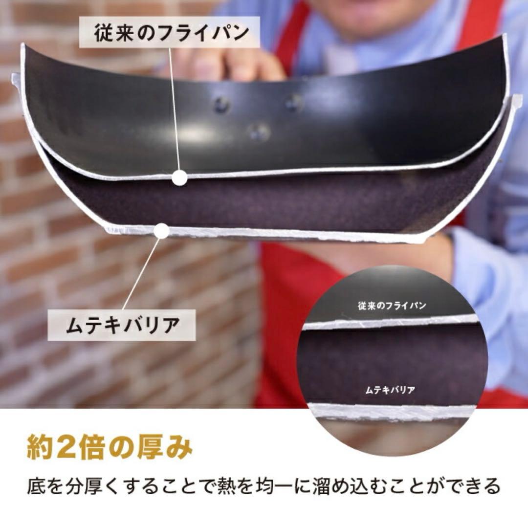 新品未使用ムテキバリア深型フライパン 28cm IH・ガス対応ムテキブタセット