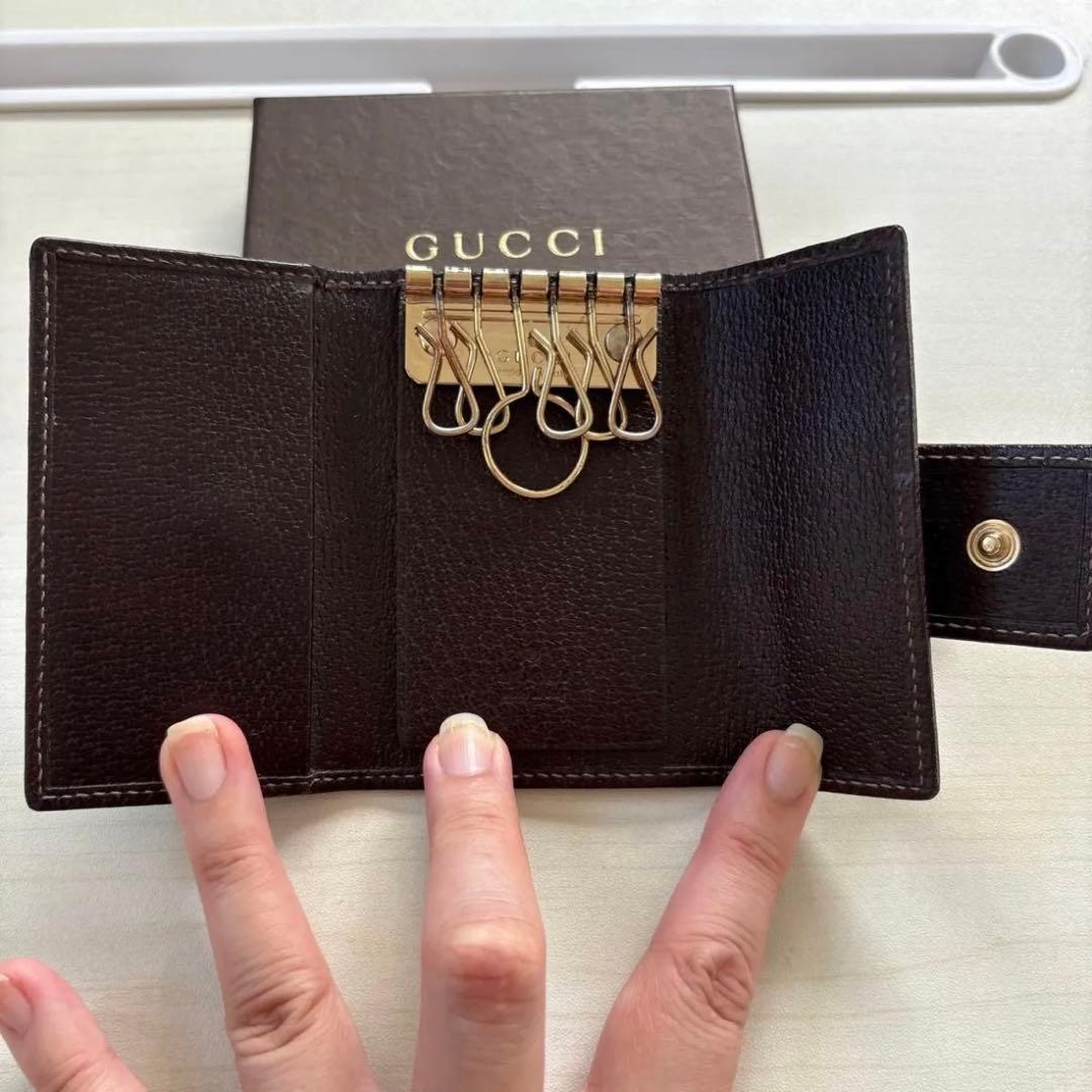 GUCCI グッチ GGロゴ キャンバスレザー キーケース ブラウン系