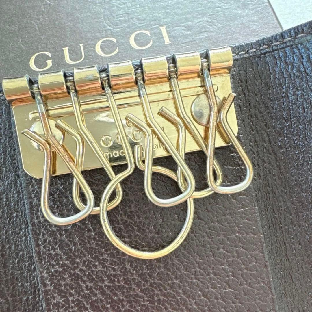 GUCCI グッチ GGロゴ キャンバスレザー キーケース ブラウン系
