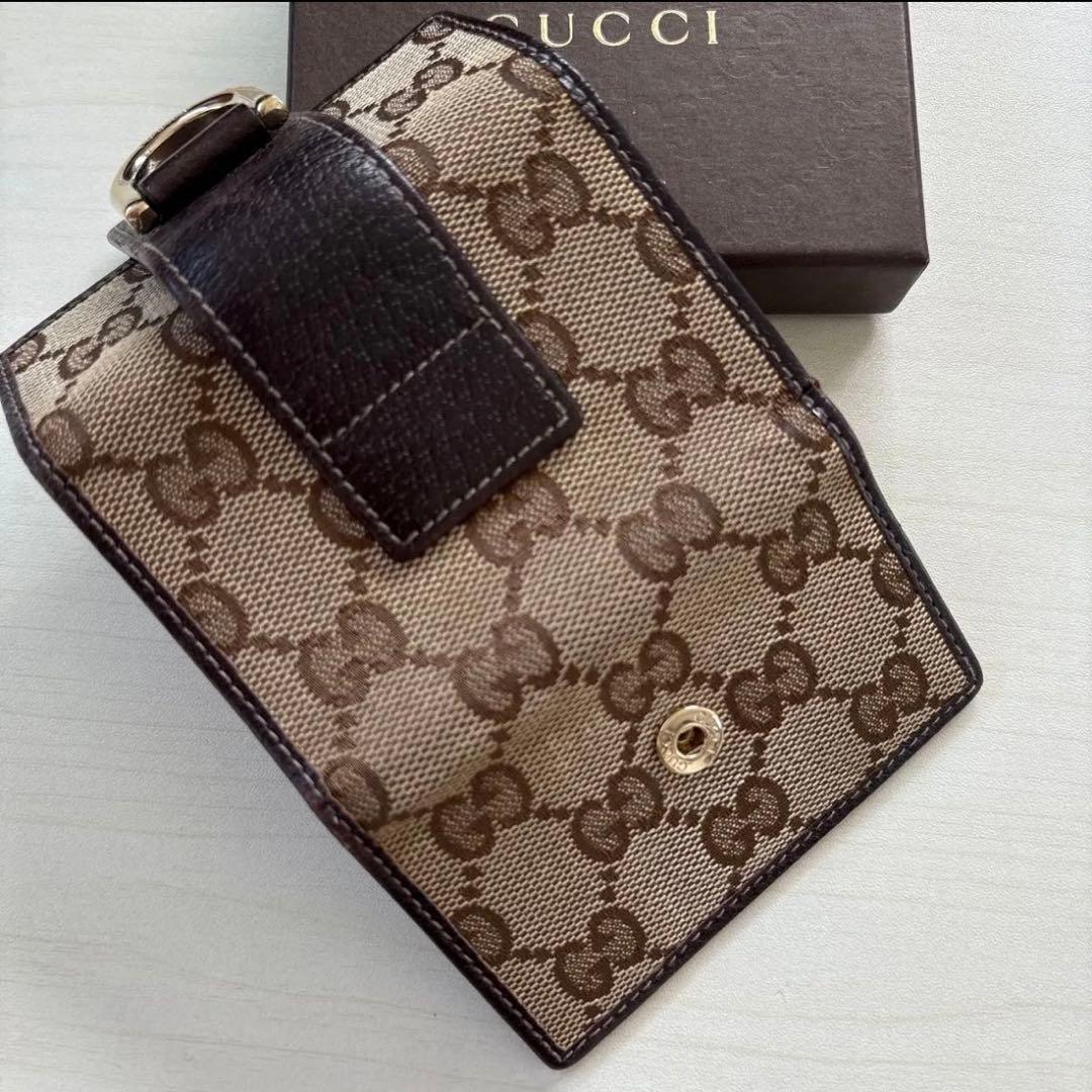 GUCCI グッチ GGロゴ キャンバスレザー キーケース ブラウン系