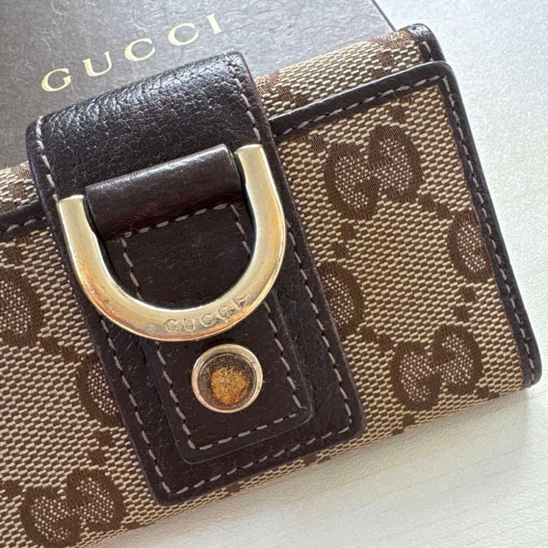 GUCCI グッチ GGロゴ キャンバスレザー キーケース ブラウン系