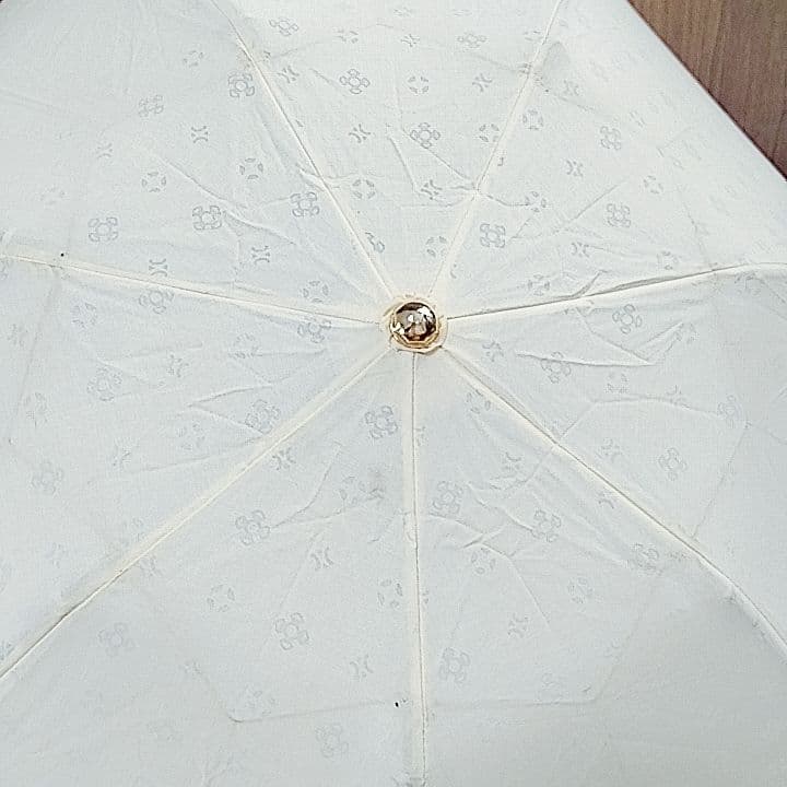 セリーヌ　日傘　折りたたみ　花柄　ロゴ　傘袋付き　ベージュ
