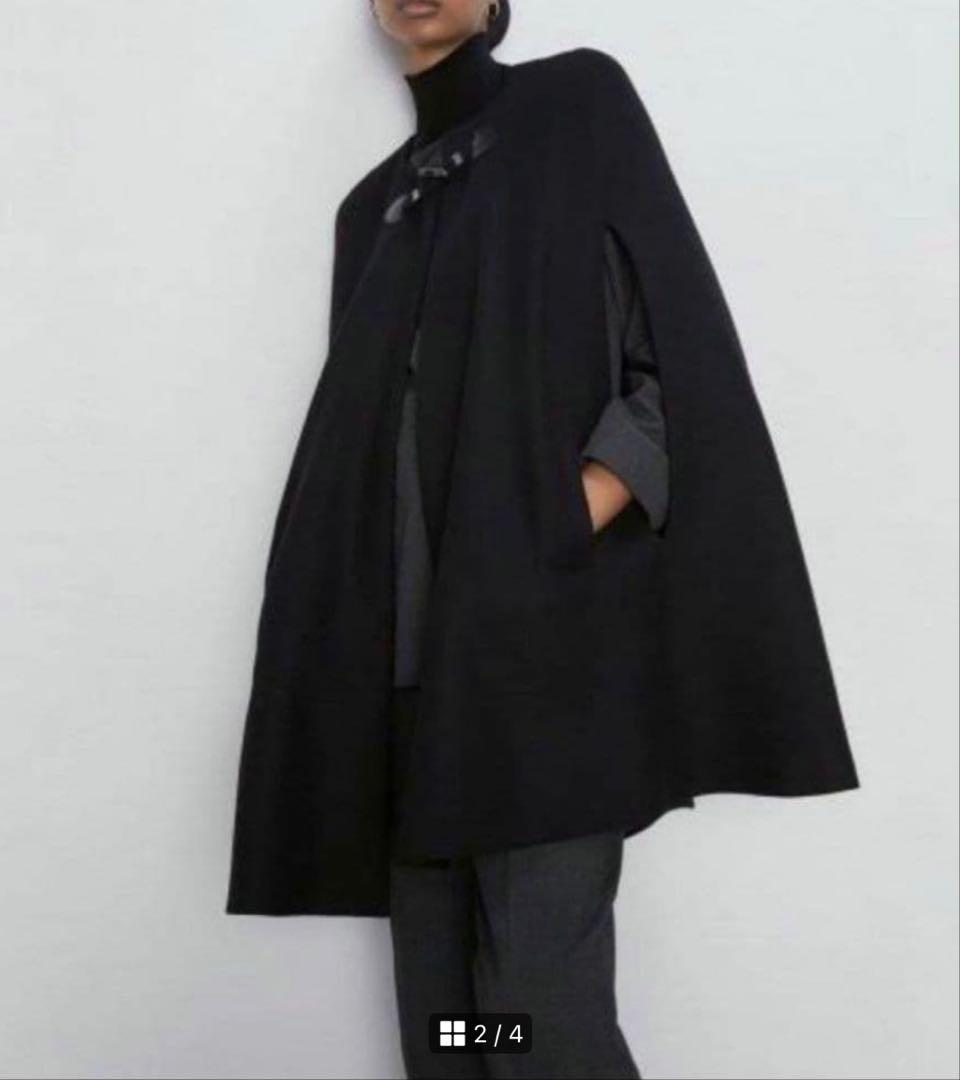 ★完売品★ZARA MANTECO ブラック ケープコート※訳あり、オマケ付き