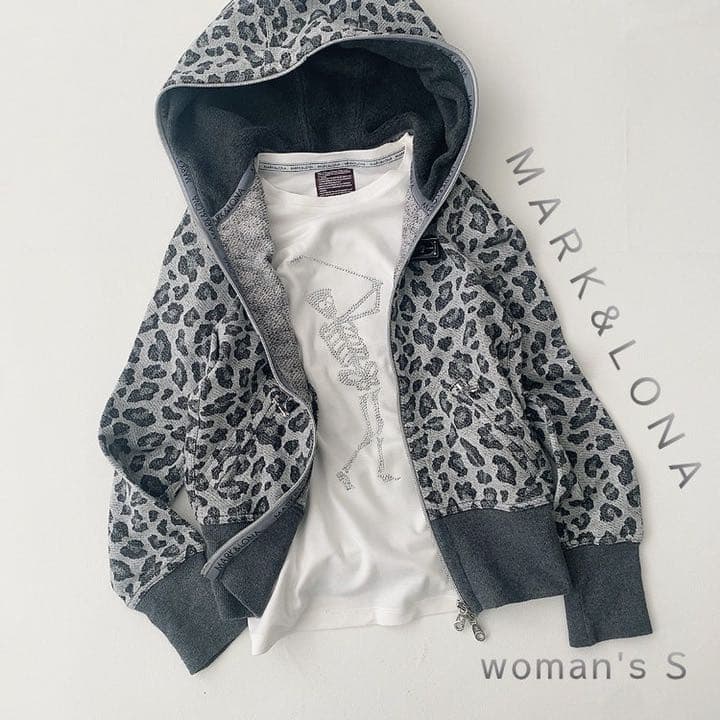 MARK&LONA woman's S ヒョウ柄パーカー グレー