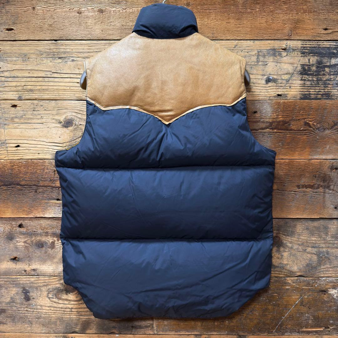 the Backdrop バックドロップ　レザーヨーク ダウンベスト　M　紺