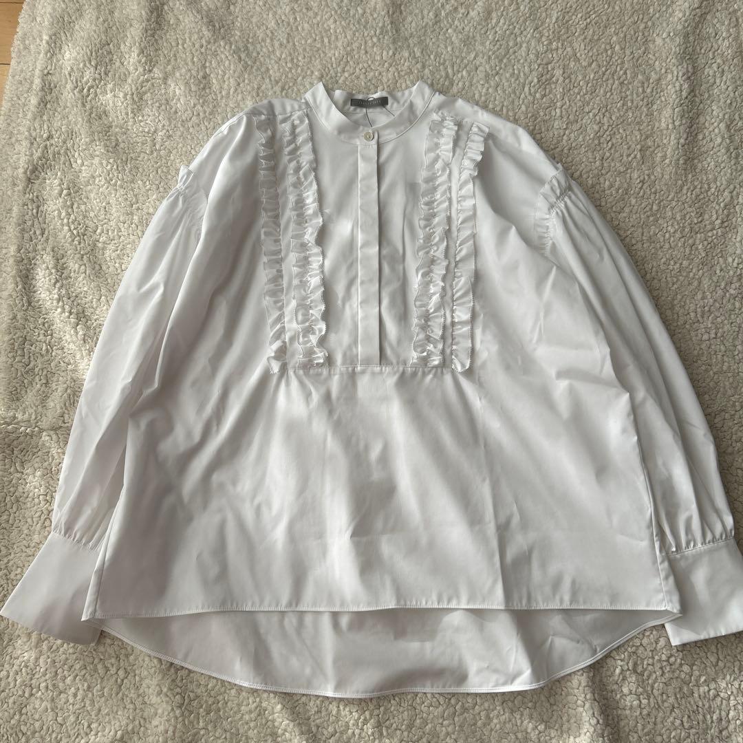 未使用　セオリーリュクスVALENTINE SHIRTフリル 白38 ブラウス