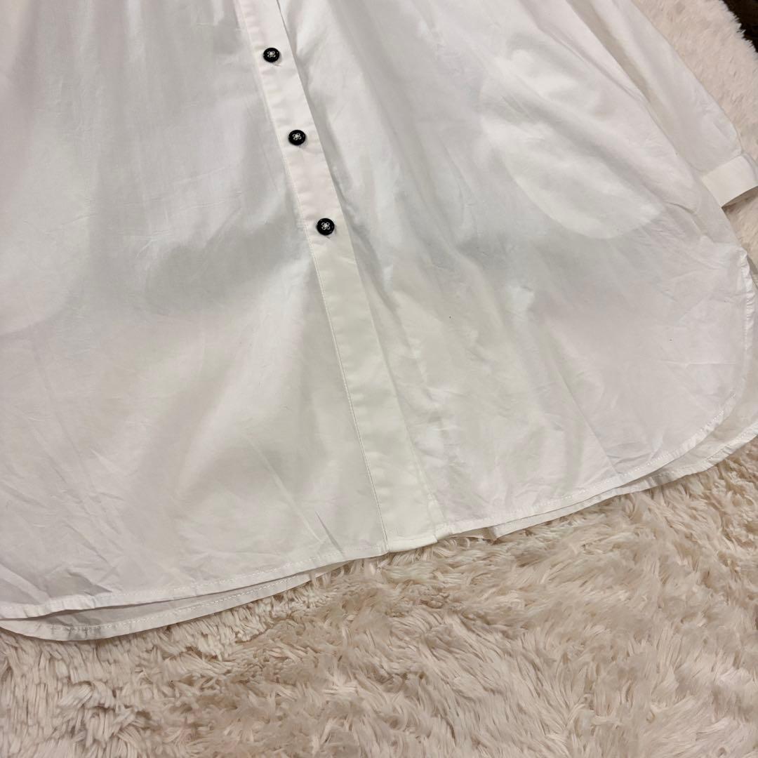 MACHATT スタンドカラー ロングシャツ オーバーサイズ シャツワンピース風