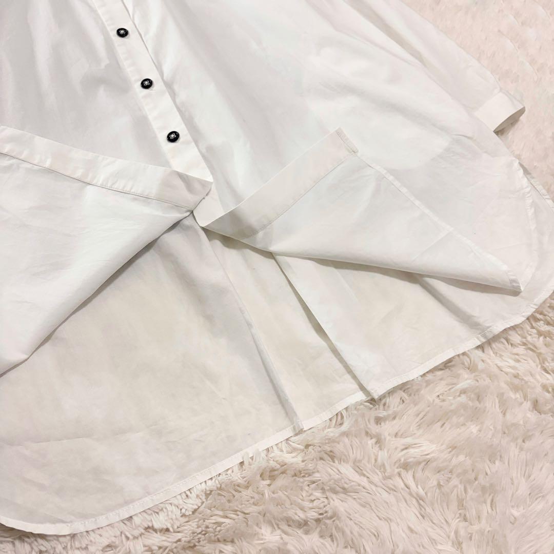 MACHATT スタンドカラー ロングシャツ オーバーサイズ シャツワンピース風