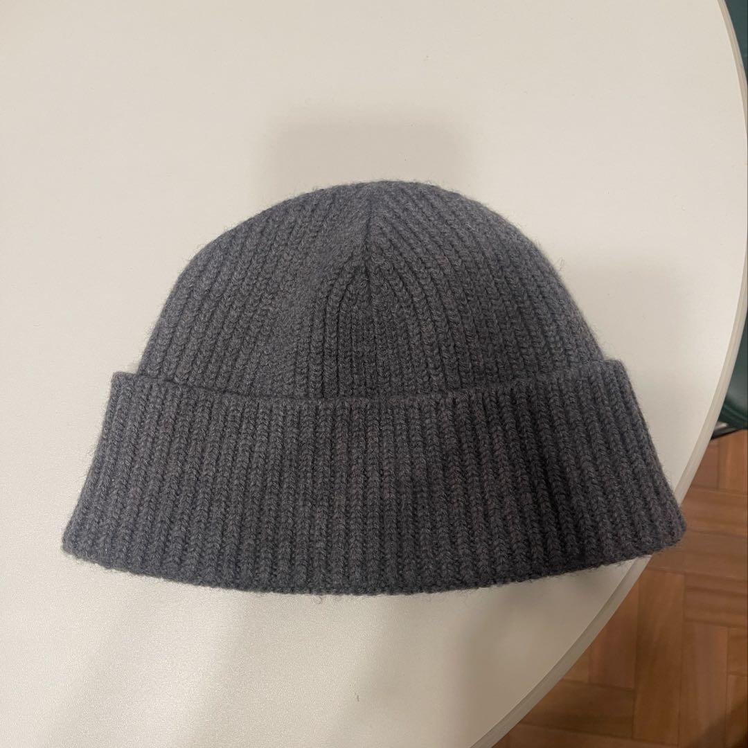 amiparis グレー ニット帽 ハート刺繍