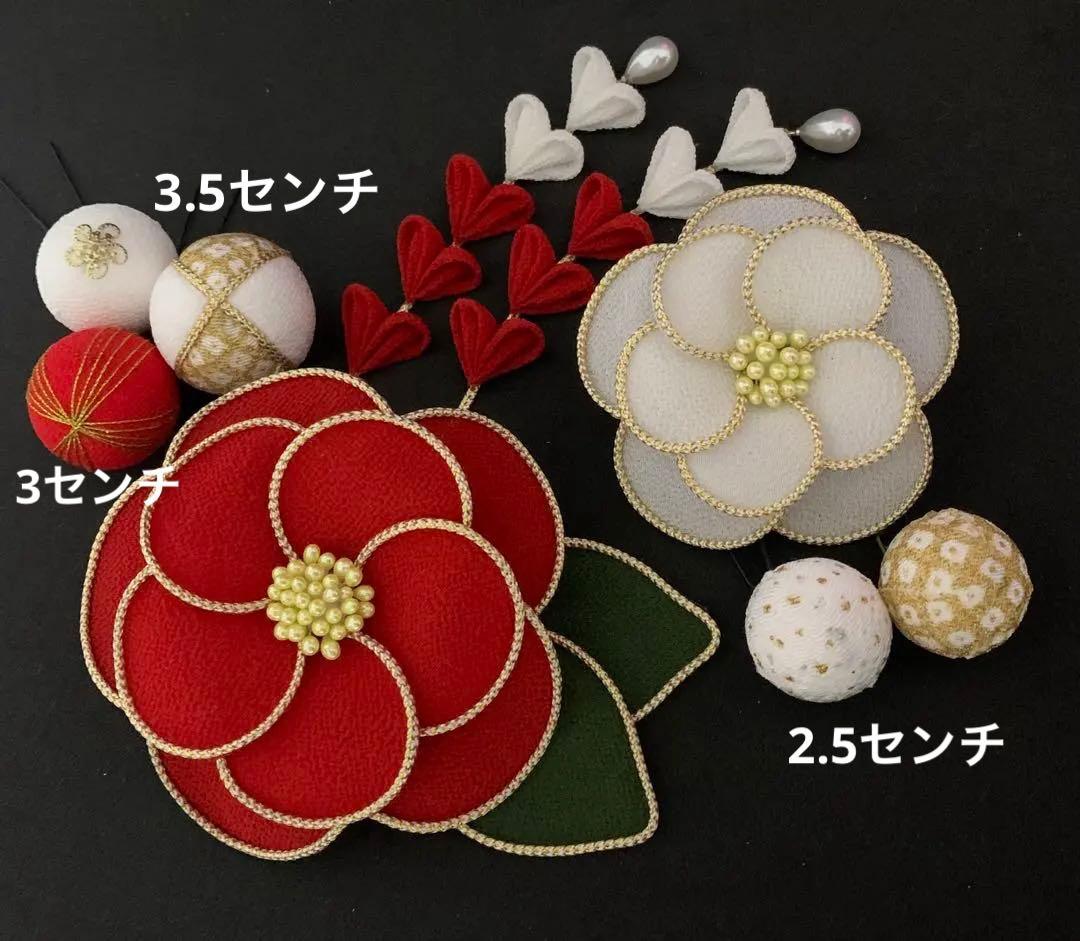 つまみ細工　髪飾り　椿　大