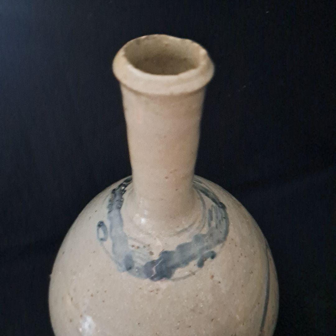 「細首の徳利 初期伊万里のロマン(高さ27cm)」 染付徳利 骨董アンティーク