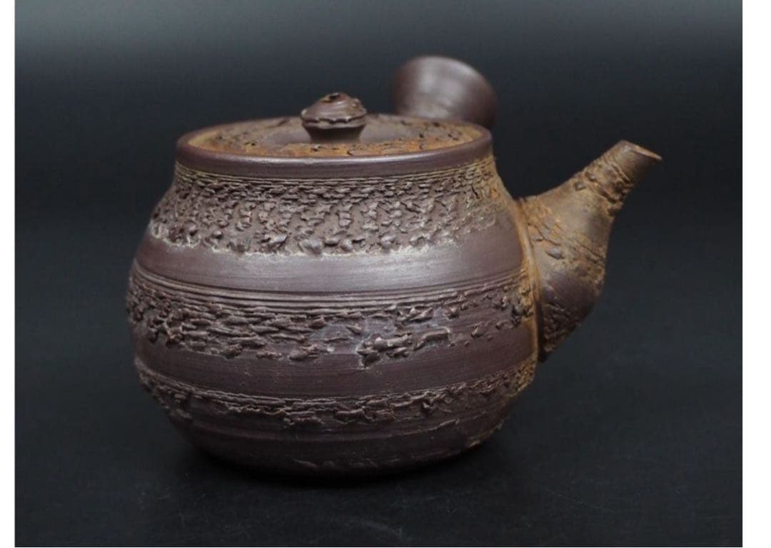 送料無料　『一休』銘　藤井一休作　万古焼/萬古焼急須　煎茶道具