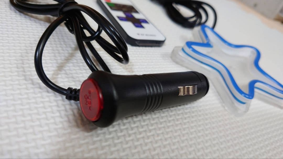 専用車内LEDイルミランプ星形2個セット 青USB変換ユニット付き