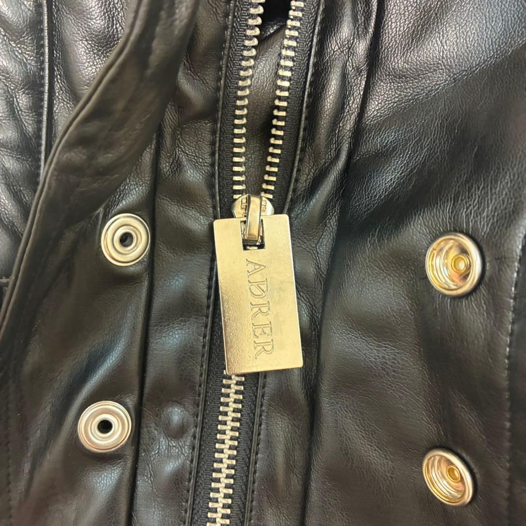 ADRERシンセティックレザーマウンテンパーカー ブラック