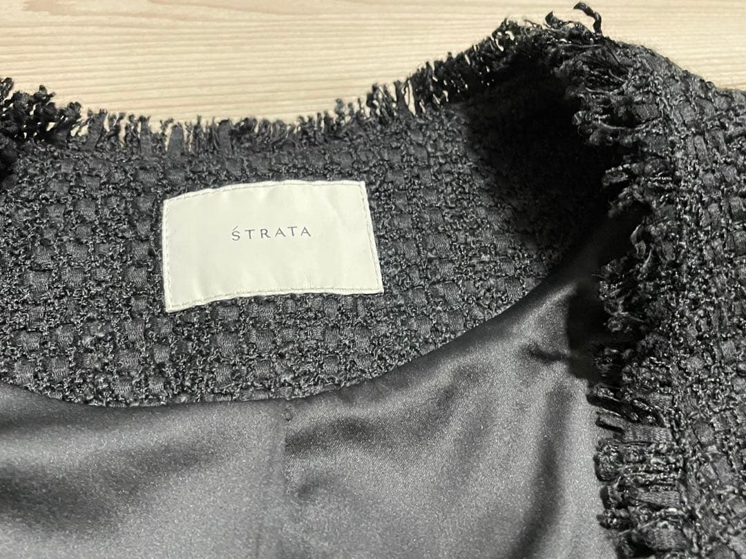 STRATA エストラータ ゴールドボタンノーカラーツイードジレ 美品