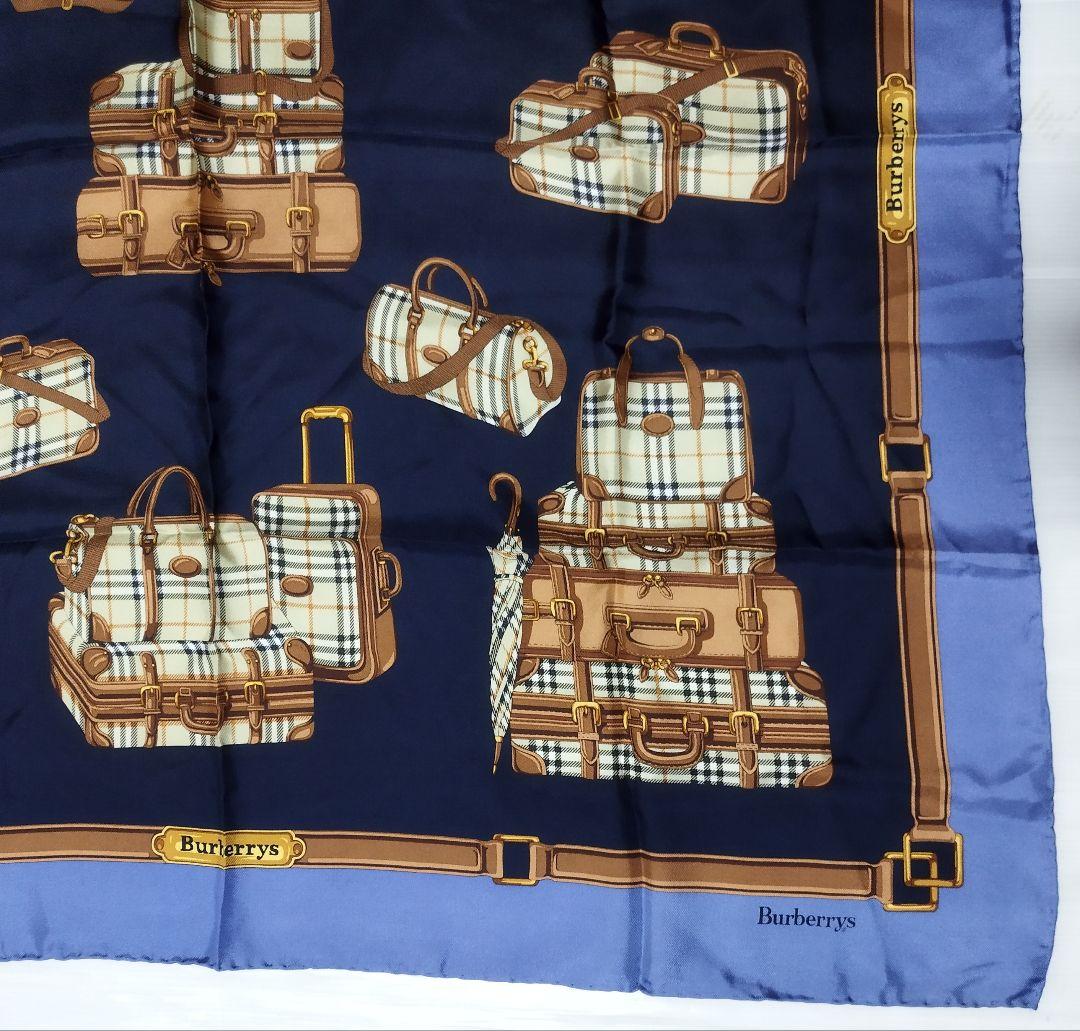 極美品　Burberrys 大判シルクスカーフ　バッグ柄　※ブランドタグ欠品