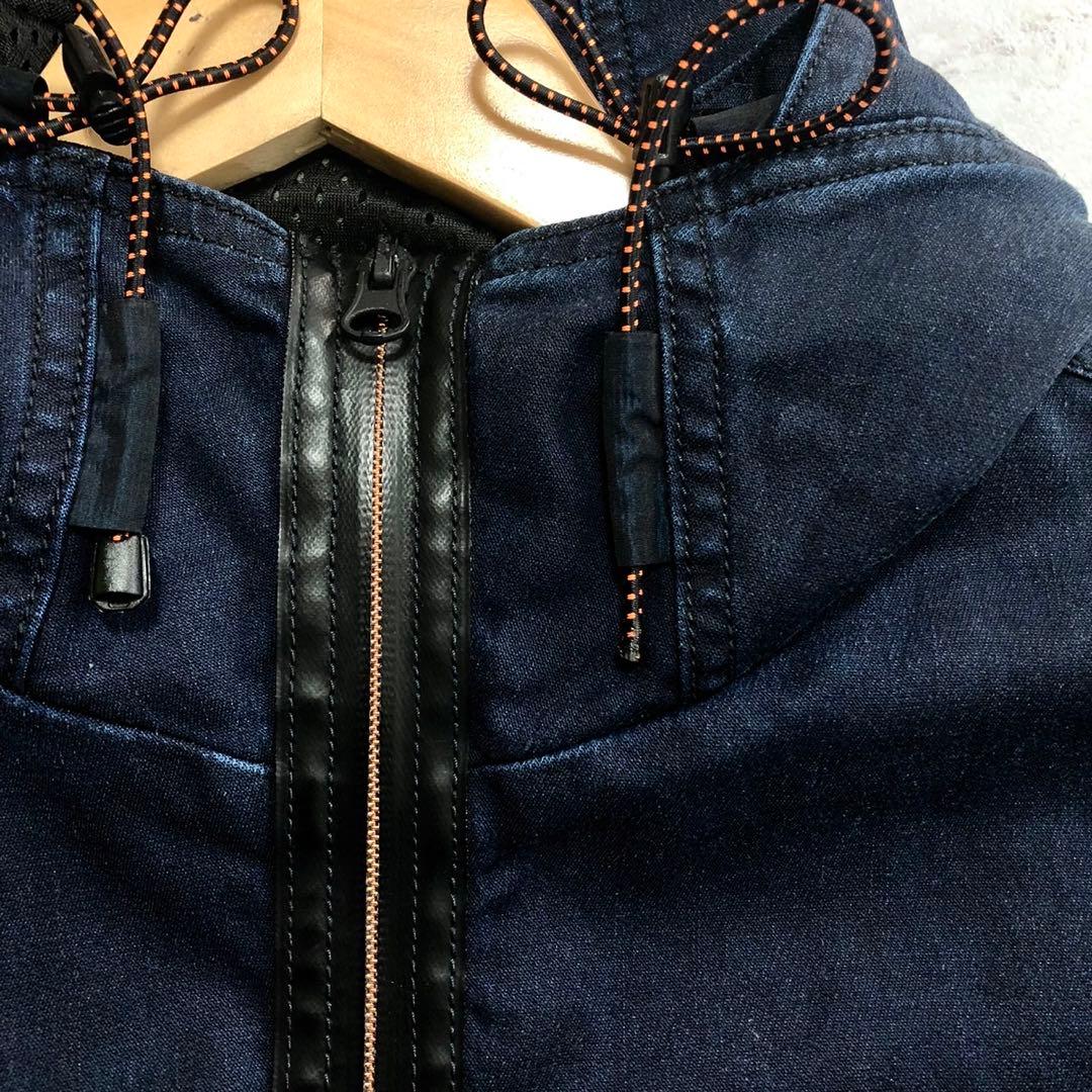 【希少】DIESEL デニム ジャケット フード コーティング ジョグ ネイビー