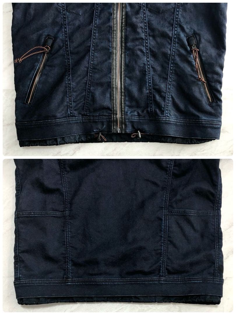 【希少】DIESEL デニム ジャケット フード コーティング ジョグ ネイビー