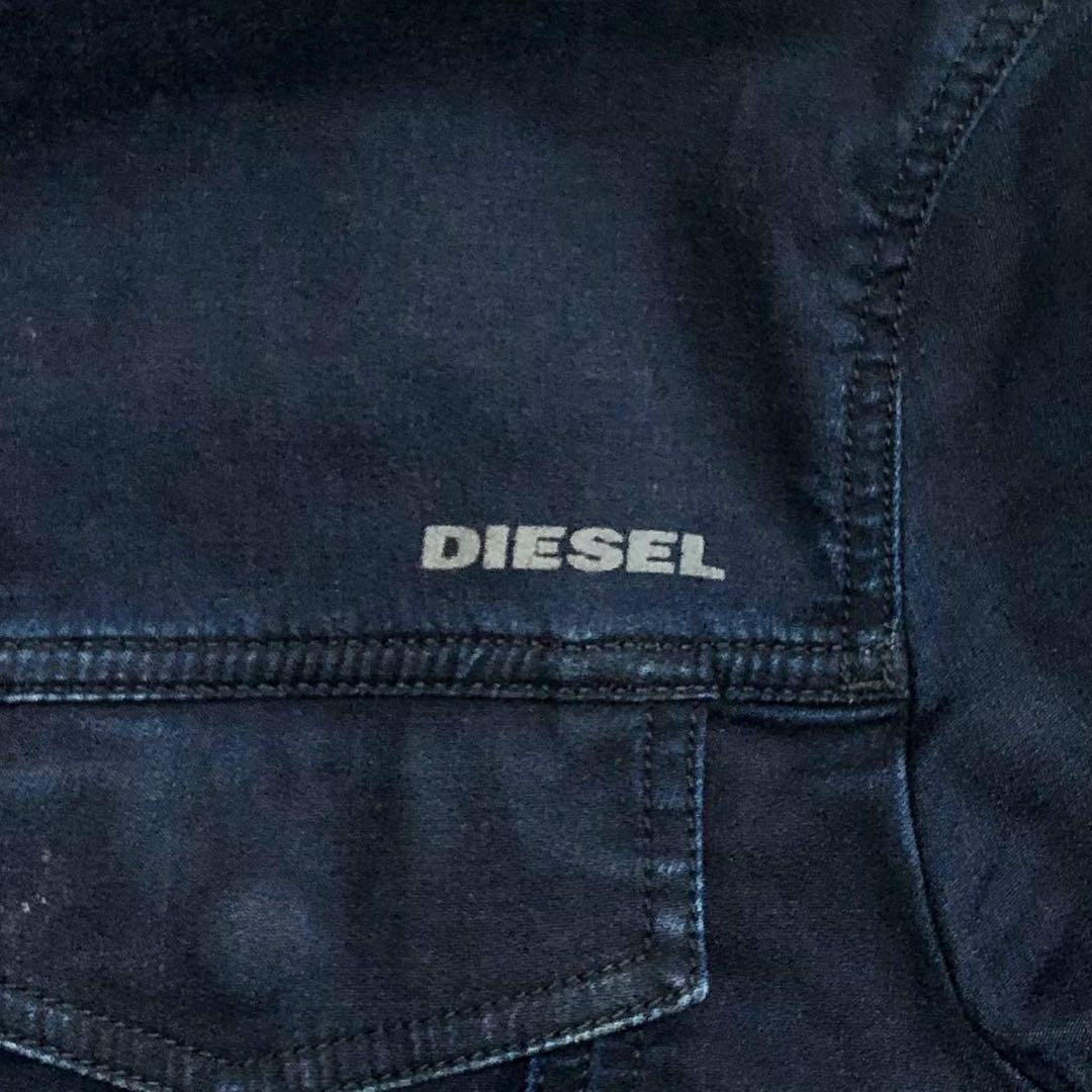 【希少】DIESEL デニム ジャケット フード コーティング ジョグ ネイビー