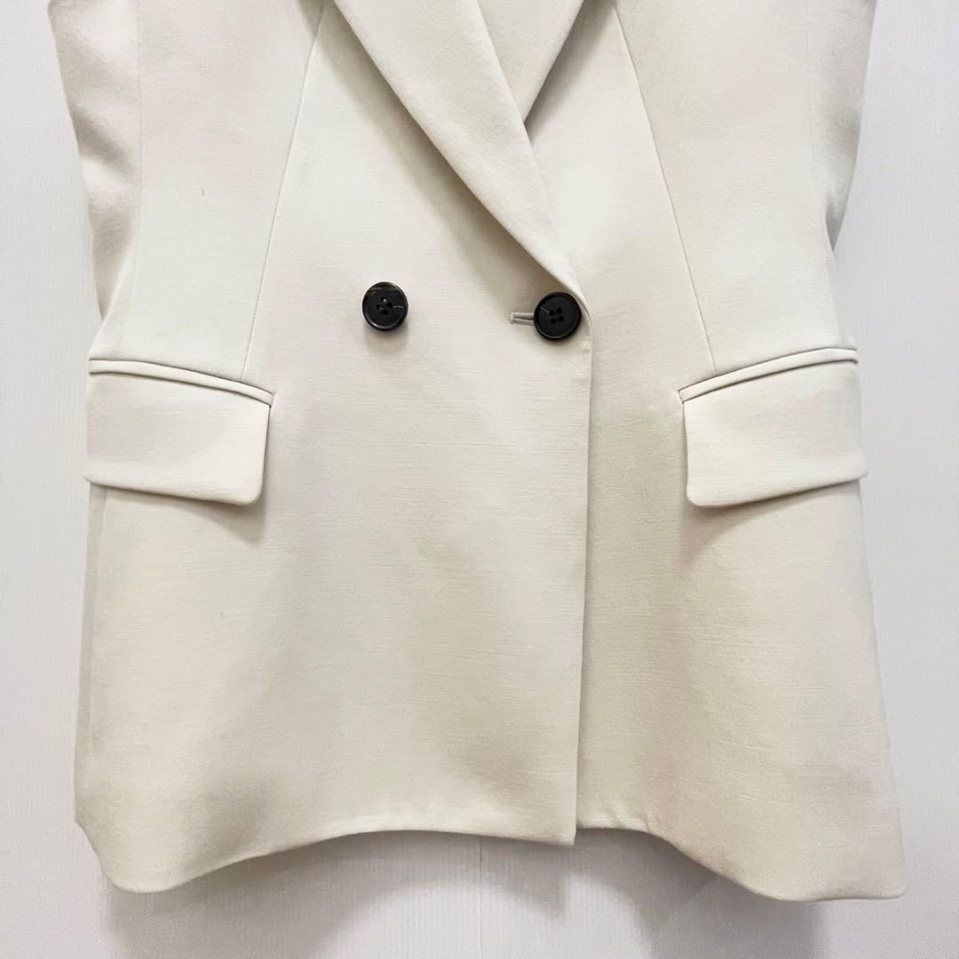 ☆ 美品 エストネーション ホワイト ダブルブレスト ベスト ジレ 春秋
