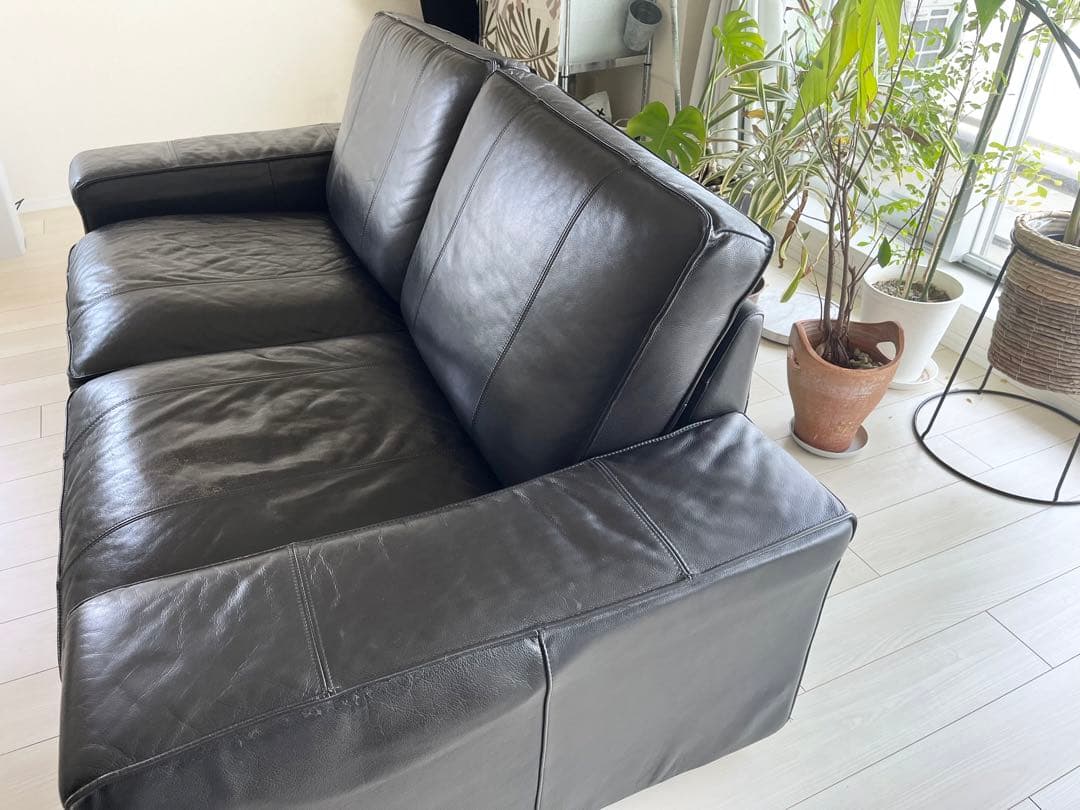 IKEA KIVIK シーヴィク 2人掛けレザーソファ, ブラック