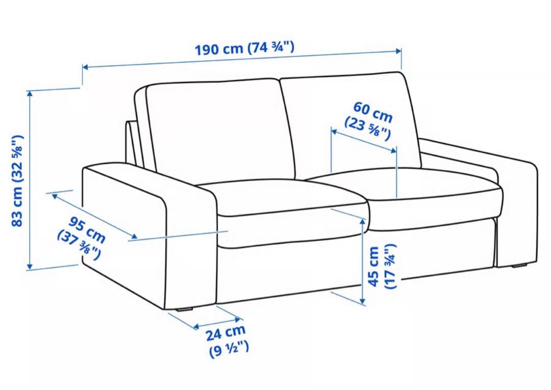 IKEA KIVIK シーヴィク 2人掛けレザーソファ, ブラック
