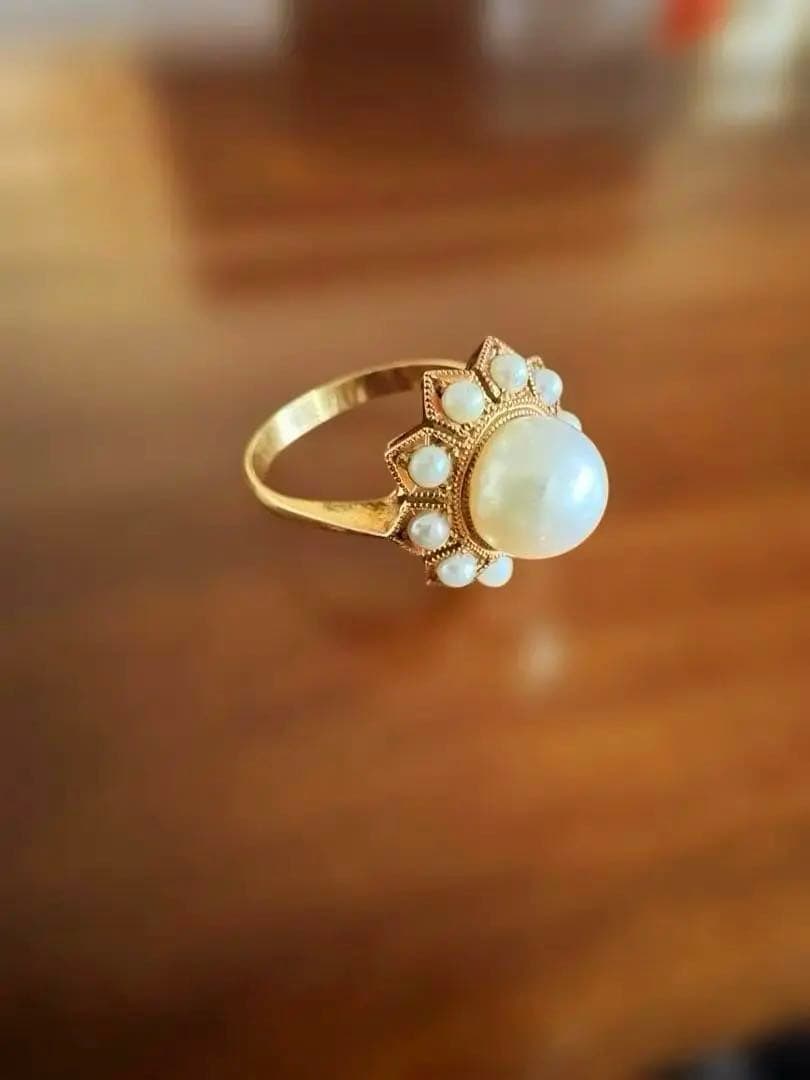 お花　フラワー　パール　リング　ヴィンテージ　アンティーク