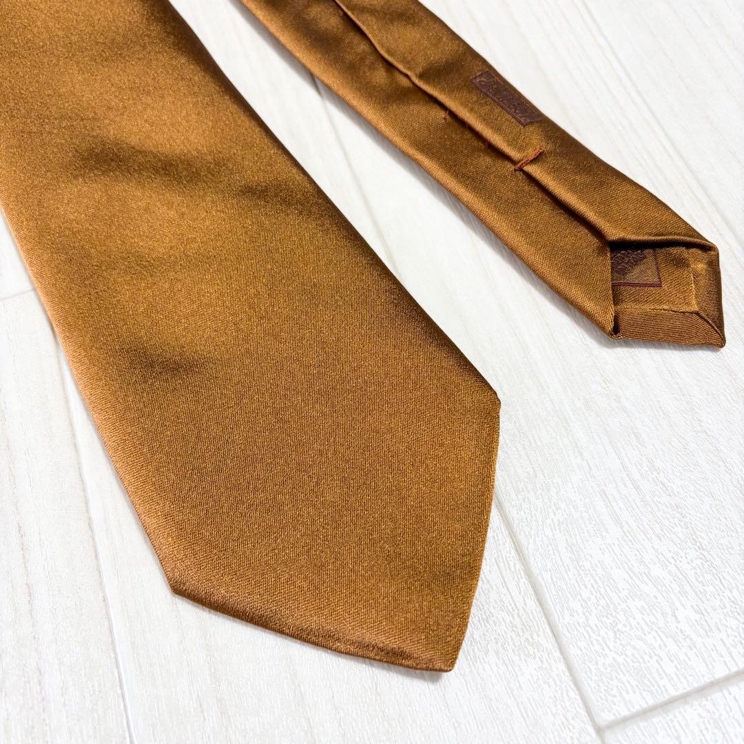 極美品【Brioni】ブリオーニ 高級生地タイ ソリッドブラウン ハンドメイド