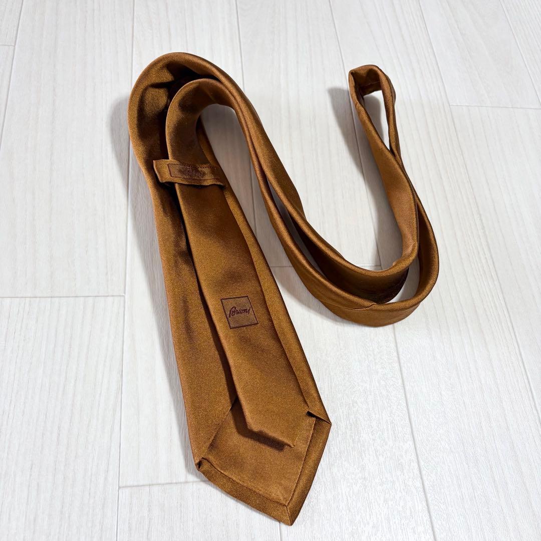 極美品【Brioni】ブリオーニ 高級生地タイ ソリッドブラウン ハンドメイド