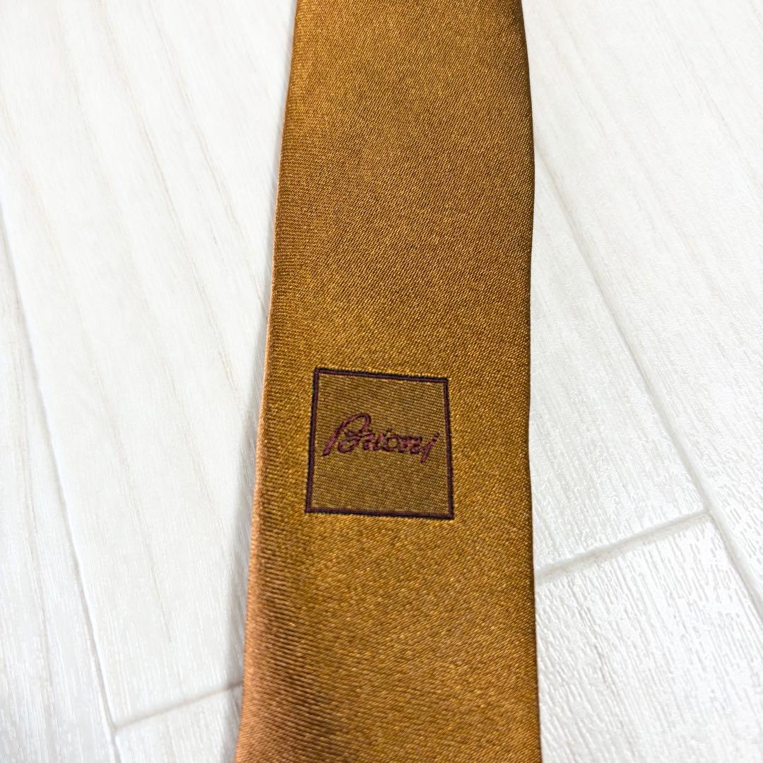 極美品【Brioni】ブリオーニ 高級生地タイ ソリッドブラウン ハンドメイド