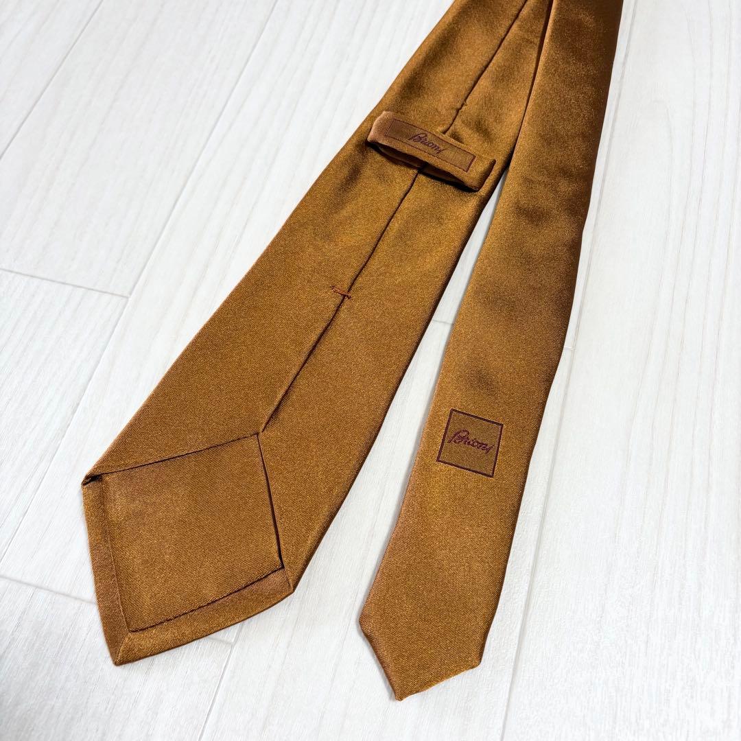 極美品【Brioni】ブリオーニ 高級生地タイ ソリッドブラウン ハンドメイド