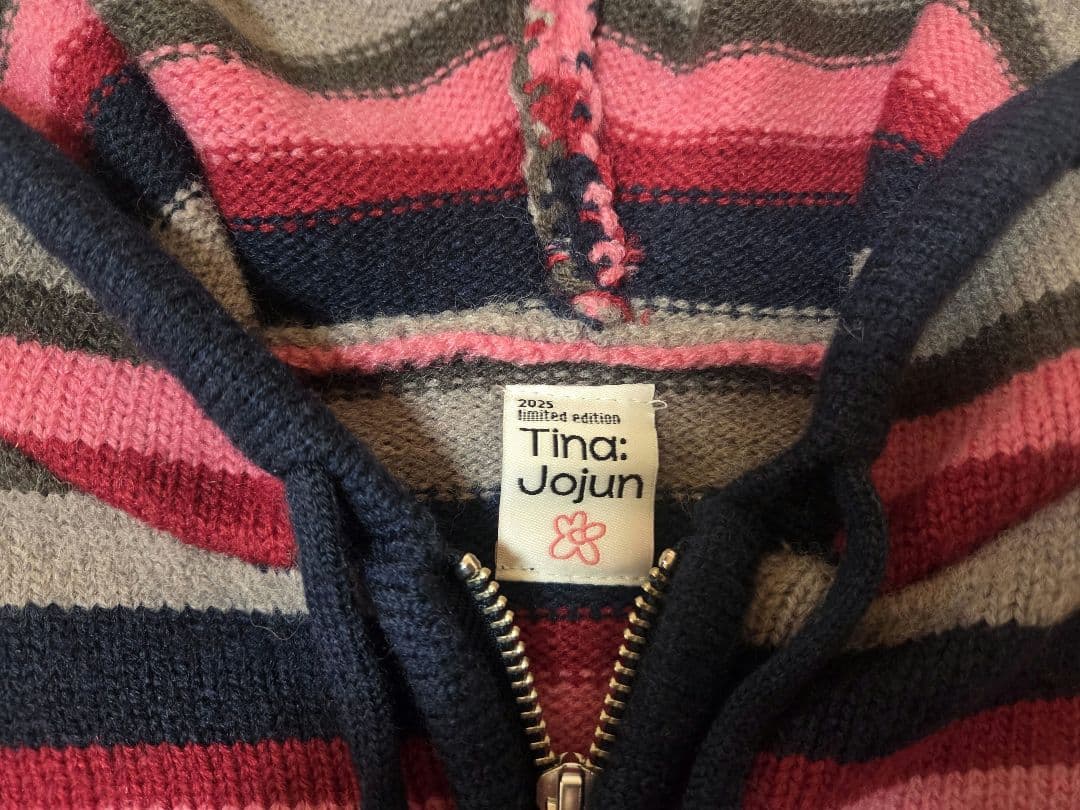 Tina：Jojun フーディ付きストライプパーカー