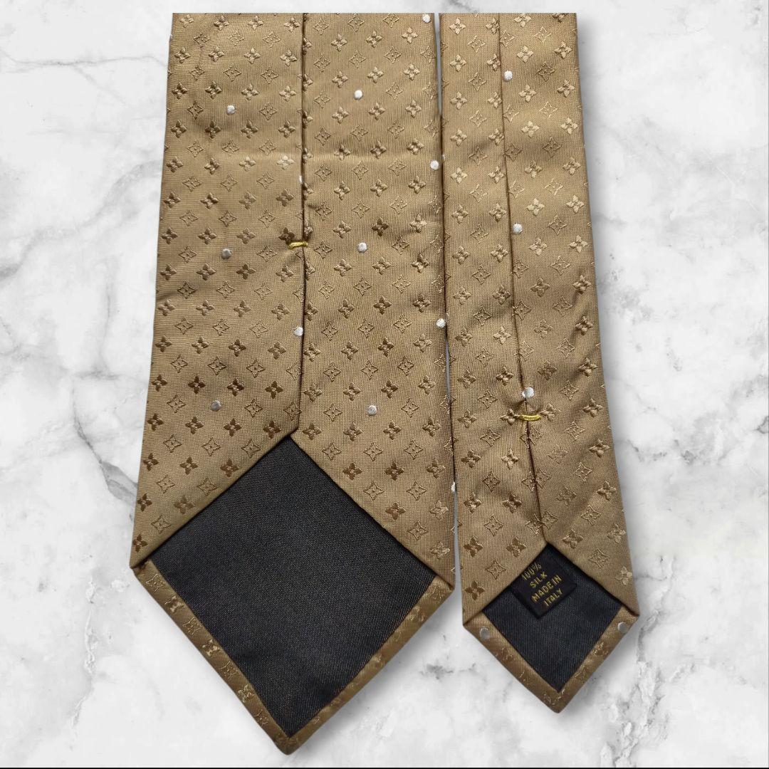 Louis Vuitton ベージュゴールド ドット柄 ネクタイ