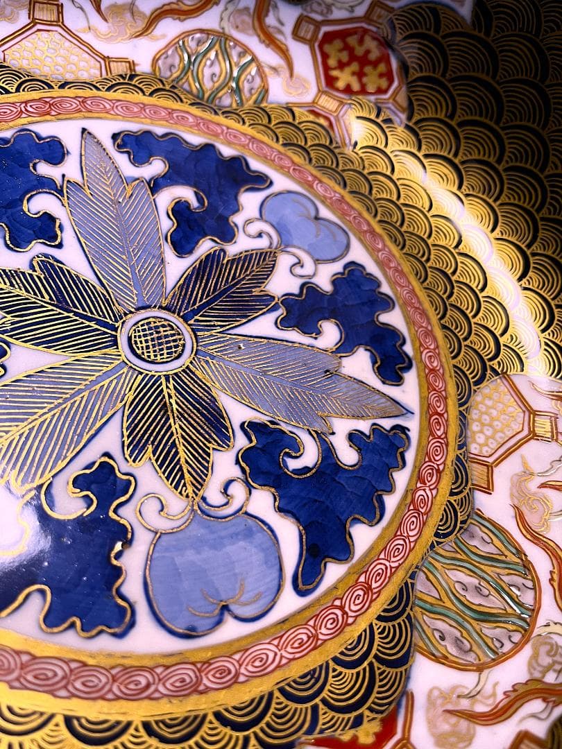 中国　美術　大清乾隆年製　乾隆帝　金彩　花鳥文　大鉢　深皿　飾皿　美術